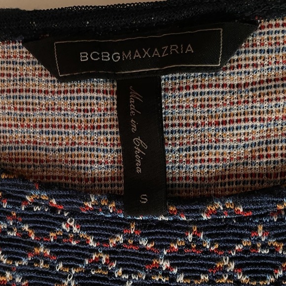 BCBGMAXAZRIA Pullover Shift Navy Print Sweater 3/4 Sleeve Dress - Picture 5 of 8